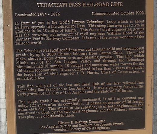 Tehachapi Loop plaque